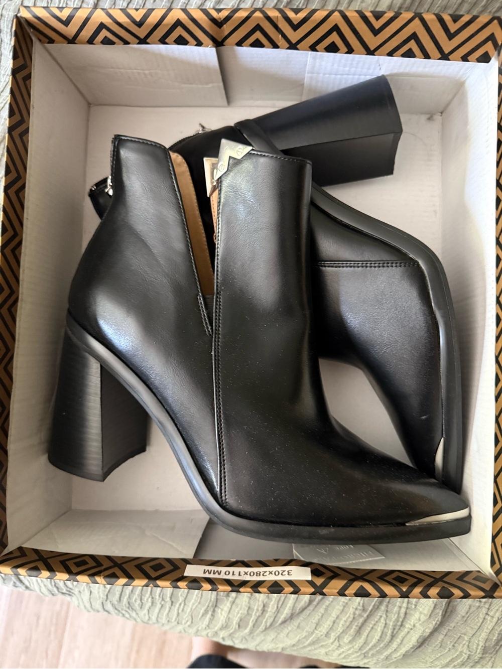 Charles By Charles David Black Leather Block Heel Ankle Boots